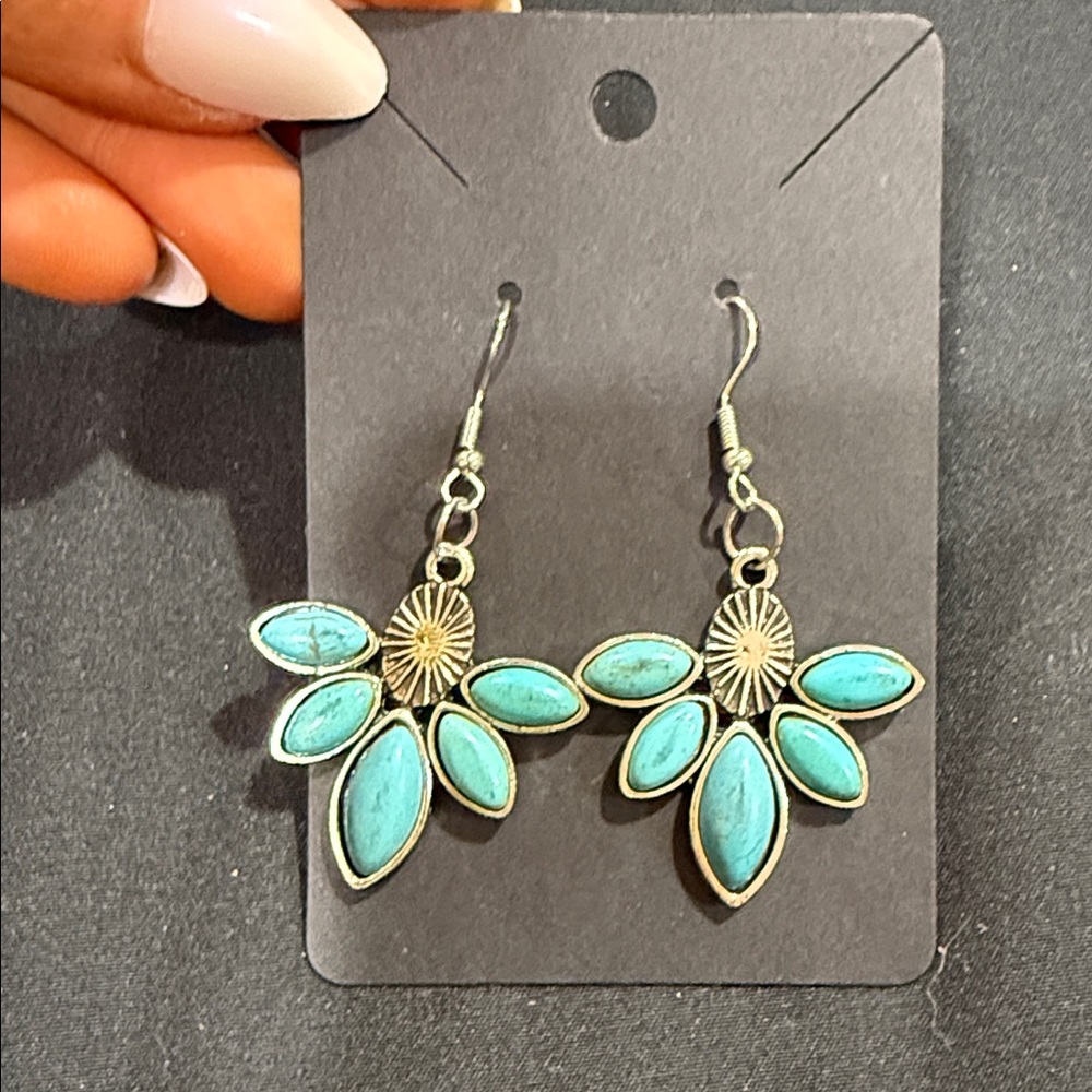 Turquoise Petal Drop Earrings